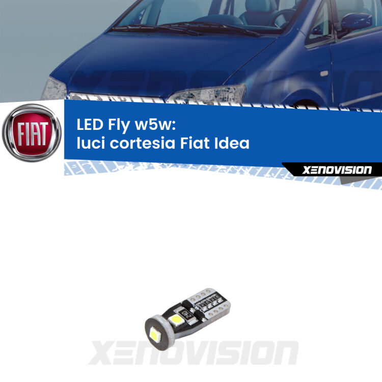 <strong>luci cortesia LED per Fiat Idea</strong>  2003 - 2015. Coppia lampadine <strong>w5w</strong> Canbus compatte modello Fly Xenovision.