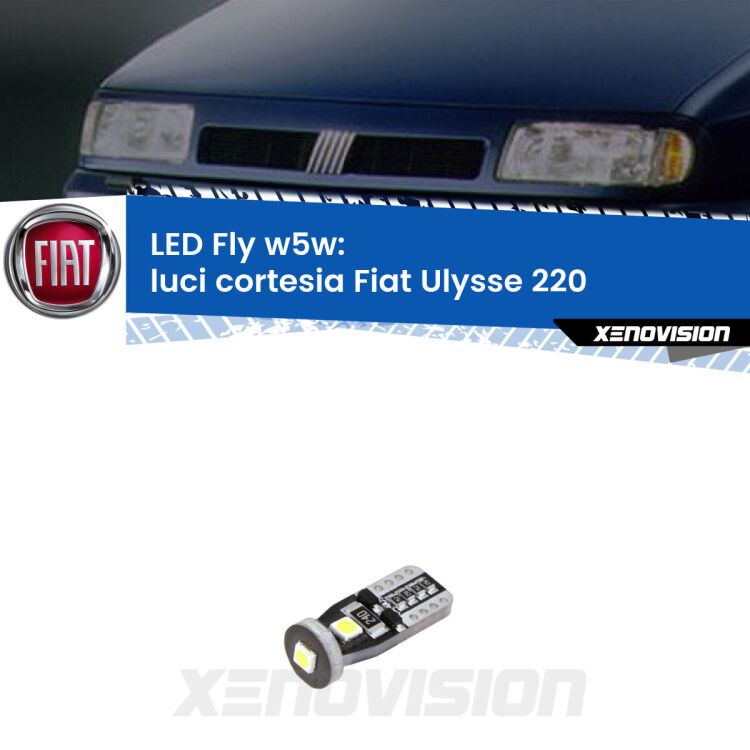 <strong>luci cortesia LED per Fiat Ulysse</strong> 220 1994 - 2002. Coppia lampadine <strong>w5w</strong> Canbus compatte modello Fly Xenovision.