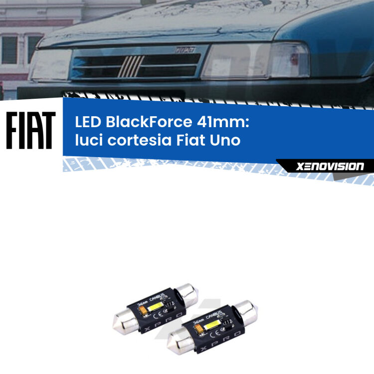 0 Luci Cortesia LED per Fiat Uno 1983 - 1995: C5W BlackForce 41mm (Coppia) <strong>Luci Cortesia LED per Fiat Uno</strong> 1983 - 1995. Coppia lampade <strong>C5W</strong> 41mm modello BlackForce canbus.
