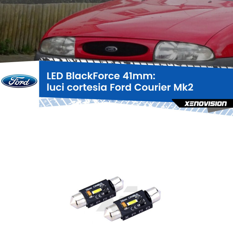 <strong>LED luci cortesia 41mm per Ford Courier</strong> Mk2 1996 - 2003. Coppia lampadine <strong>C5W</strong>modello BlackForce Xenovision.