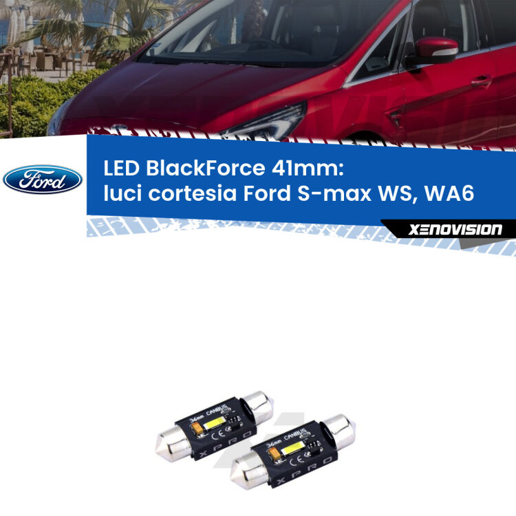 <strong>LED luci cortesia 41mm per Ford S-max</strong> WS, WA6 2006 - 2014. Coppia lampadine <strong>C5W</strong>modello BlackForce Xenovision.