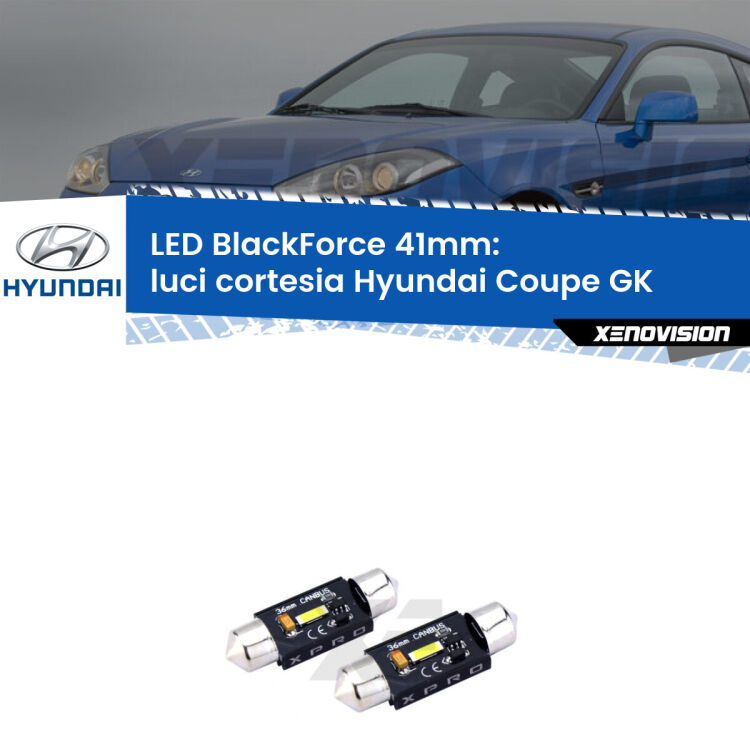 <strong>LED luci cortesia 41mm per Hyundai Coupe</strong> GK 2002 - 2009. Coppia lampadine <strong>C5W</strong>modello BlackForce Xenovision.