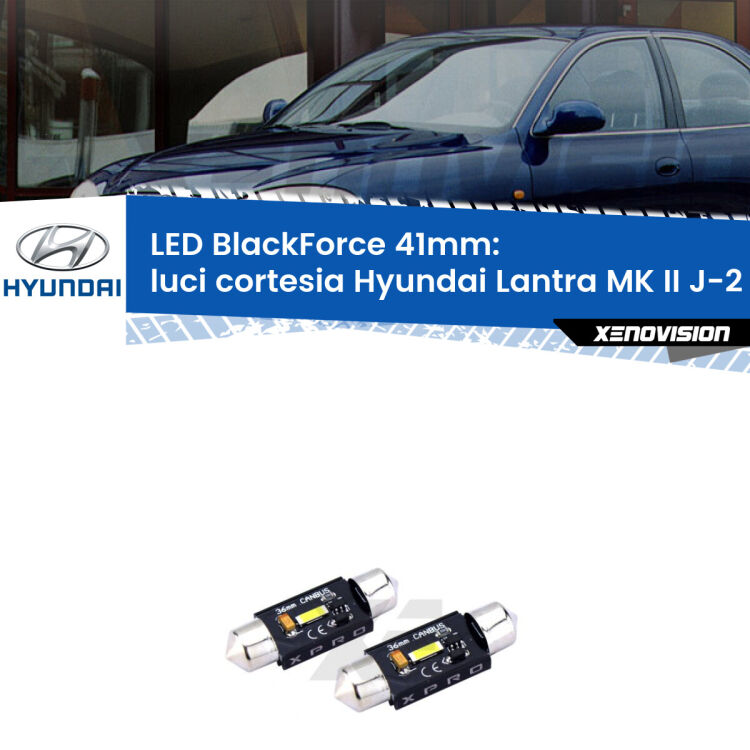 <strong>LED luci cortesia 41mm per Hyundai Lantra MK II</strong> J-2 1995 - 2000. Coppia lampadine <strong>C5W</strong>modello BlackForce Xenovision.