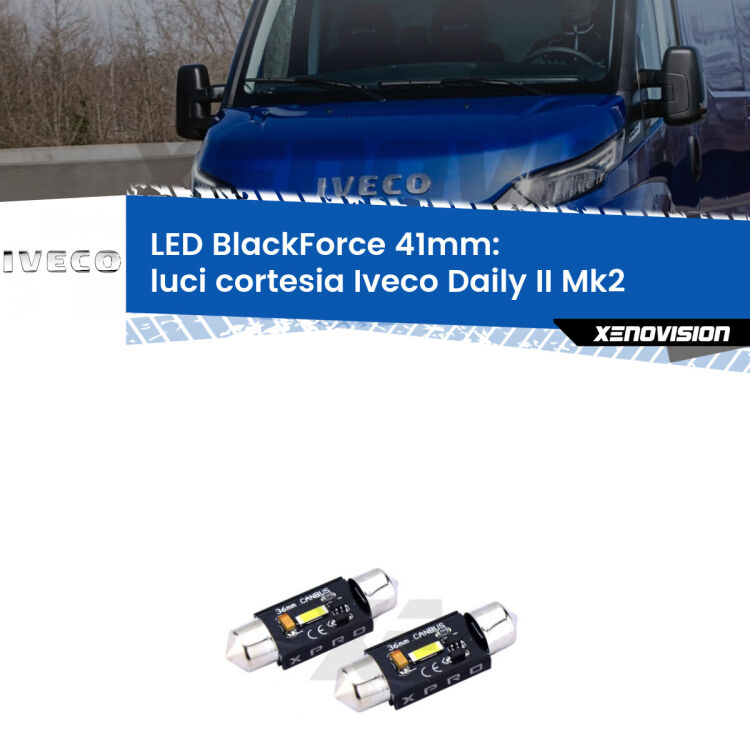 <strong>LED luci cortesia 41mm per Iveco Daily II</strong> Mk2 2006 - 2011. Coppia lampadine <strong>C5W</strong>modello BlackForce Xenovision.