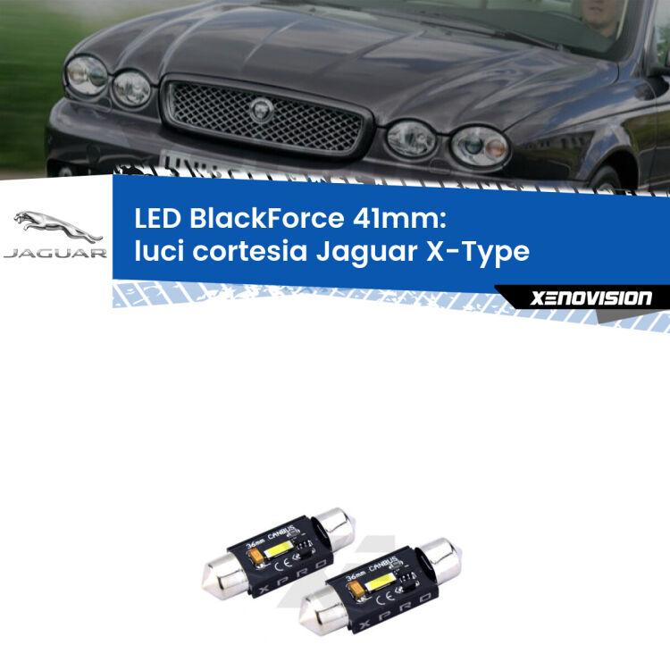 <strong>LED luci cortesia 41mm per Jaguar X-Type</strong>  2001 - 2009. Coppia lampadine <strong>C5W</strong>modello BlackForce Xenovision.