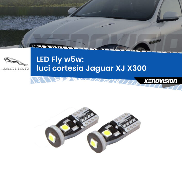 0 Luci Cortesia LED Jaguar XJ X300 1994 - 1997: W5W Fly <strong>luci cortesia LED per Jaguar XJ</strong> X300 1994 - 1997. Coppia lampadine <strong>w5w</strong> Canbus compatte modello Fly Xenovision.