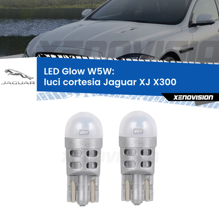 0 Luci Cortesia LED Jaguar XJ X300 1994 - 1997: W5W Glow a Luce Calda <strong>Luci Cortesia LED luce calda per Jaguar XJ</strong> X300 1994 - 1997. Coppia lampade <strong>W5W</strong> modello Glow di Xenovision.