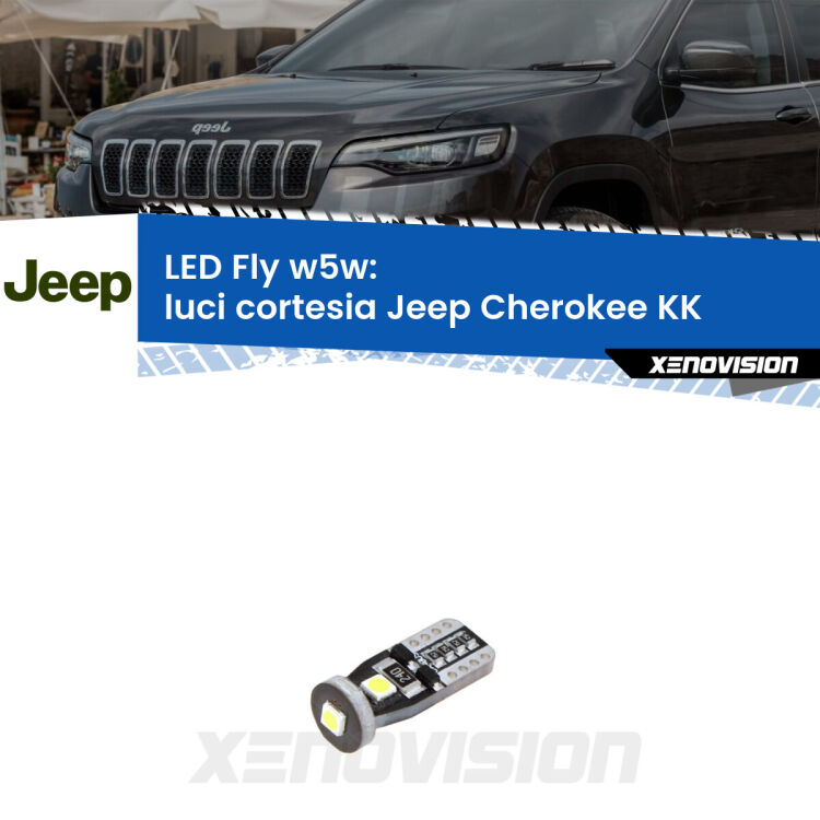 <strong>luci cortesia LED per Jeep Cherokee</strong> KK 2008 - 2013. Coppia lampadine <strong>w5w</strong> Canbus compatte modello Fly Xenovision.