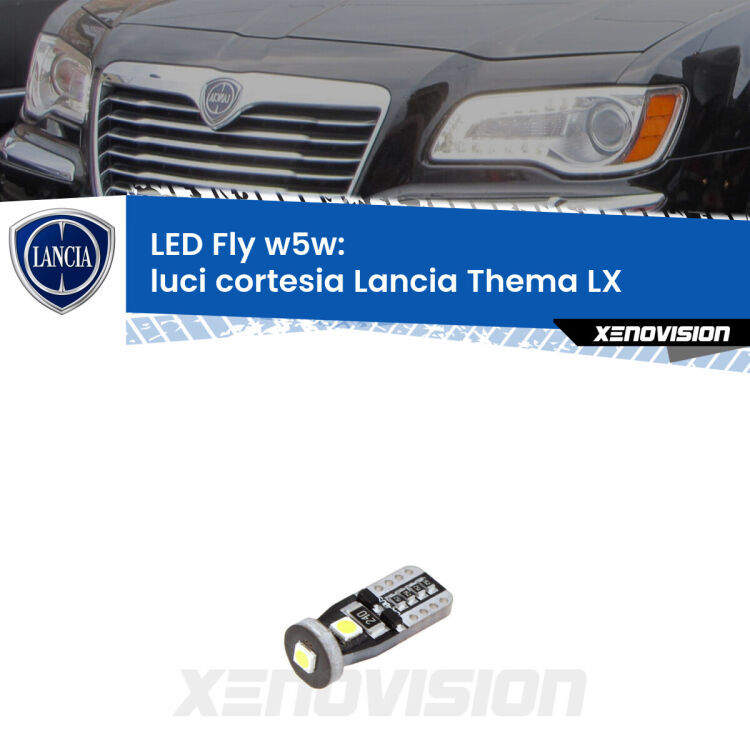 <strong>luci cortesia LED per Lancia Thema</strong> LX 2011 - 2014. Coppia lampadine <strong>w5w</strong> Canbus compatte modello Fly Xenovision.