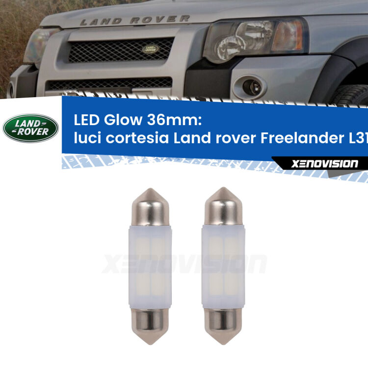 Luci Cortesia LED Land rover Freelander L314 posteriori: C5W Glow a Luce Calda (Coppia) <strong>Luci Cortesia LED luce calda per Land rover Freelander</strong> L314 posteriori. Coppia lampade <strong>C5W</strong> 36mm modello Glow di Xenovision.