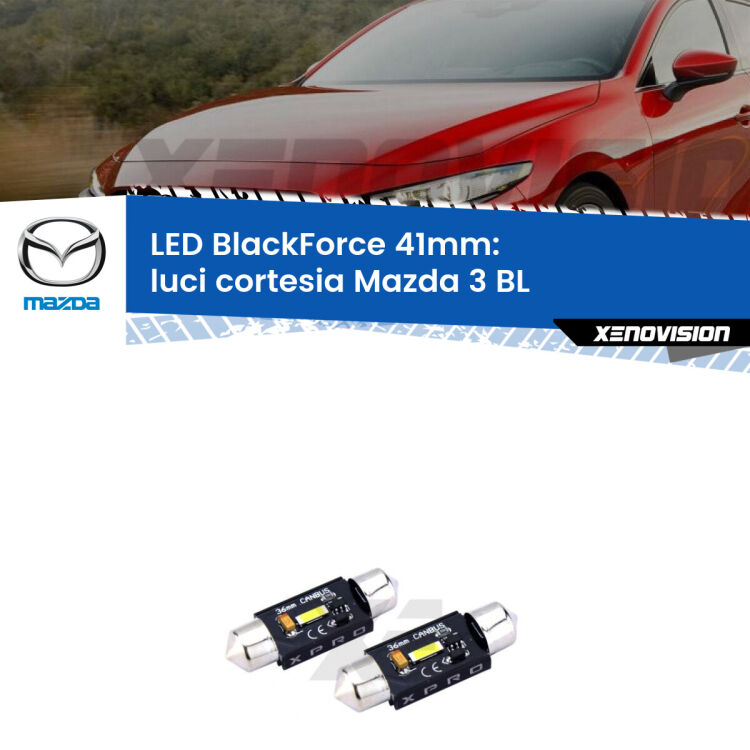 <strong>LED luci cortesia 41mm per Mazda 3</strong> BL 2008 - 2014. Coppia lampadine <strong>C5W</strong>modello BlackForce Xenovision.