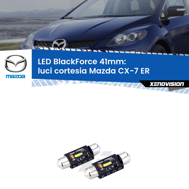 <strong>LED luci cortesia 41mm per Mazda CX-7</strong> ER posteriori. Coppia lampadine <strong>C5W</strong>modello BlackForce Xenovision.