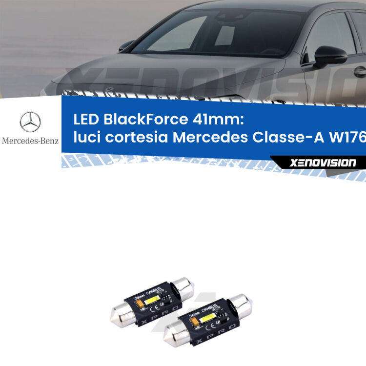 <strong>LED luci cortesia 41mm per Mercedes Classe-A</strong> W176 2012 - 2018. Coppia lampadine <strong>C5W</strong>modello BlackForce Xenovision.