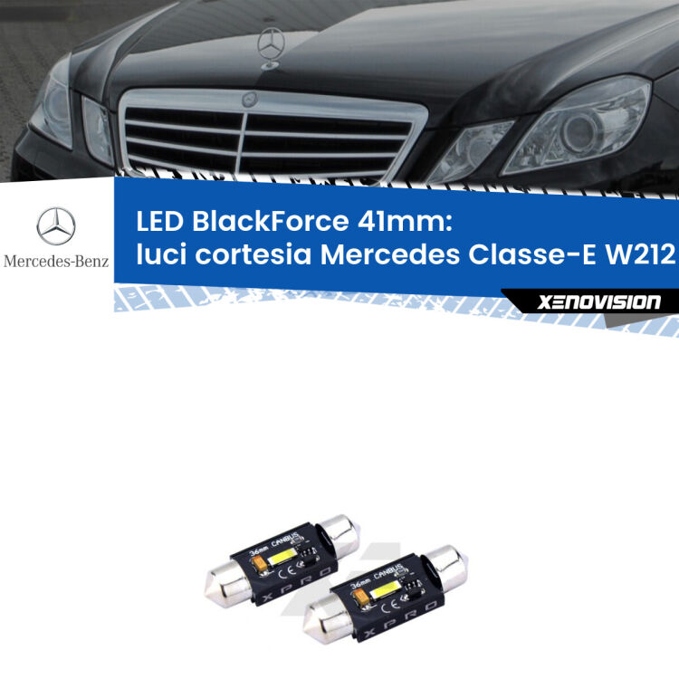 <strong>LED luci cortesia 41mm per Mercedes Classe-E</strong> W212 posteriori. Coppia lampadine <strong>C5W</strong>modello BlackForce Xenovision.