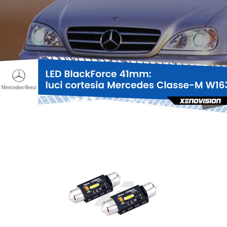 <strong>LED luci cortesia 41mm per Mercedes Classe-M</strong> W163 anteriori. Coppia lampadine <strong>C5W</strong>modello BlackForce Xenovision.