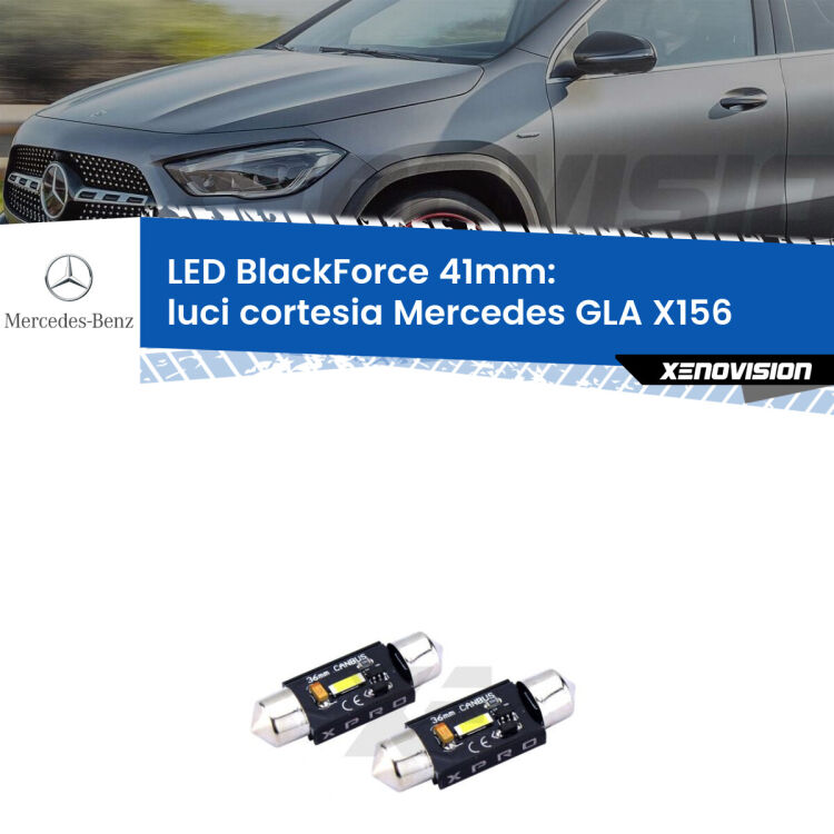 <strong>LED luci cortesia 41mm per Mercedes GLA</strong> X156 posteriori. Coppia lampadine <strong>C5W</strong>modello BlackForce Xenovision.