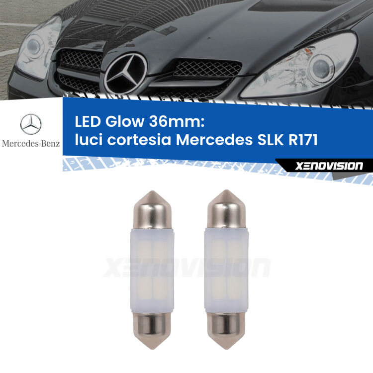 0 Luci Cortesia LED Mercedes SLK R171 2004 - 2005: C5W Glow a Luce Calda (Coppia) <strong>Luci Cortesia LED luce calda per Mercedes SLK</strong> R171 2004 - 2005. Coppia lampade <strong>C5W</strong> 36mm modello Glow di Xenovision.