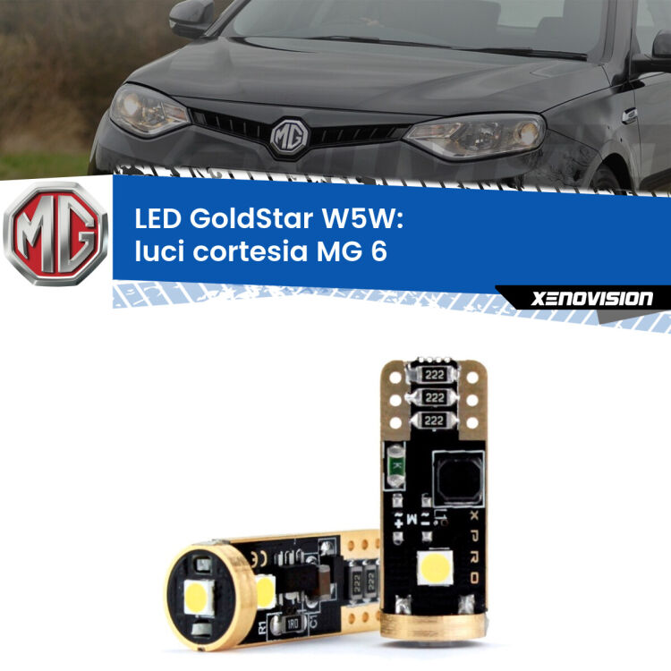 0 Luci Cortesia LED MG 6  2010 in poi: T10 GoldStar <strong>Luci Cortesia LED MG 6</strong>  2010 in poi: ottima luminosità a 360 gradi. Si inseriscono ovunque. Canbus, Top Quality.