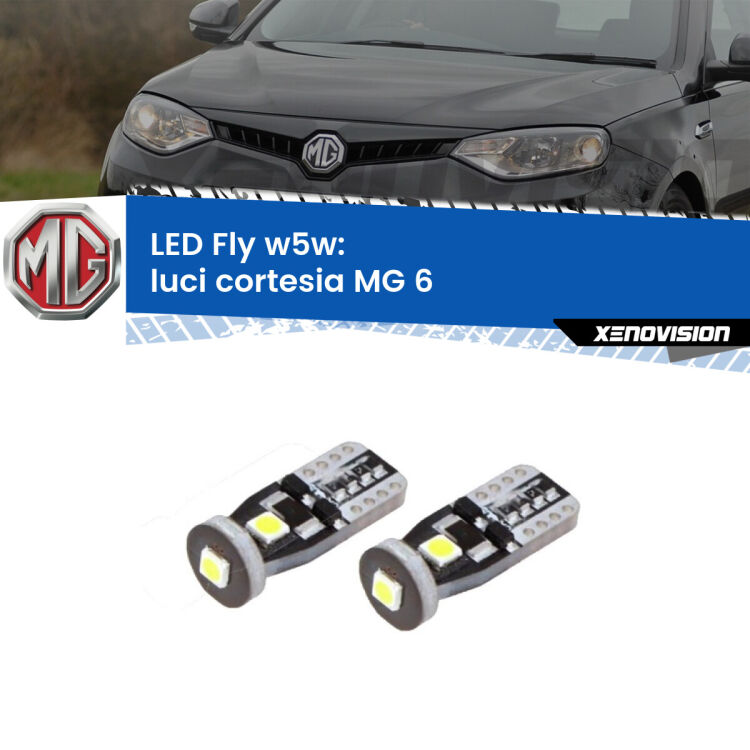 0 Luci Cortesia LED MG 6  2010 in poi: W5W Fly <strong>luci cortesia LED per MG 6</strong>  2010 in poi. Coppia lampadine <strong>w5w</strong> Canbus compatte modello Fly Xenovision.