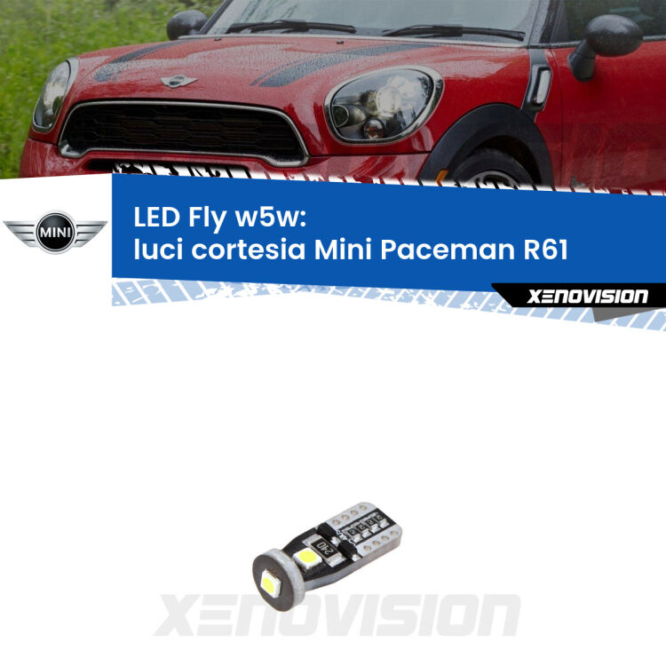 <strong>luci cortesia LED per Mini Paceman</strong> R61 2012 - 2016. Coppia lampadine <strong>w5w</strong> Canbus compatte modello Fly Xenovision.