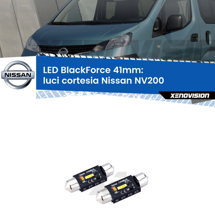 <strong>LED luci cortesia 41mm per Nissan NV200</strong>  2010 - 2019. Coppia lampadine <strong>C5W</strong>modello BlackForce Xenovision.