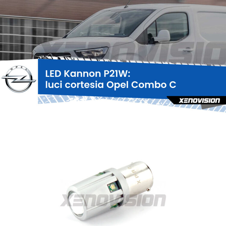 <strong>LED per Luci Cortesia Opel Combo C  2001 - 2011.</strong>Lampadina P21W con una poderosa illuminazione frontale rafforzata da 5 potenti chip laterali.