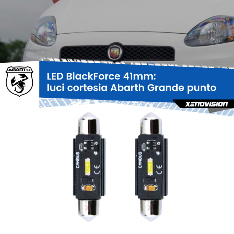 0 Luci Cortesia LED per Abarth Grande punto 2007 - 2010: C5W BlackForce 41mm (Coppia) <strong>Luci Cortesia LED per Abarth Grande punto</strong> 2007 - 2010. Coppia lampade <strong>C5W</strong> 41mm modello BlackForce canbus.