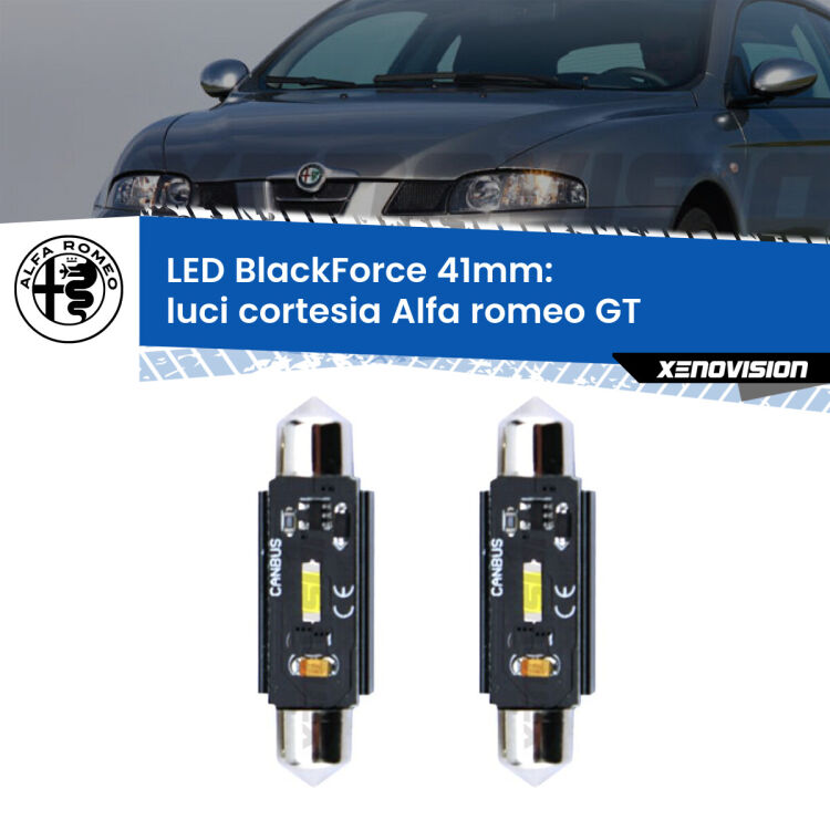 0 Luci Cortesia LED per Alfa romeo GT  2003 - 2010: C5W BlackForce 41mm (Coppia) <strong>Luci Cortesia LED per Alfa romeo GT</strong>  2003 - 2010. Coppia lampade <strong>C5W</strong> 41mm modello BlackForce canbus.