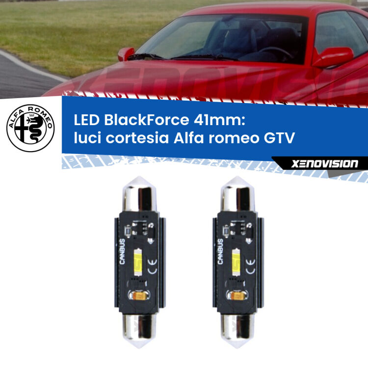 0 Luci Cortesia LED per Alfa romeo GTV 1995 - 2005: C5W BlackForce 41mm (Coppia) <strong>Luci Cortesia LED per Alfa romeo GTV</strong> 1995 - 2005. Coppia lampade <strong>C5W</strong> 41mm modello BlackForce canbus.