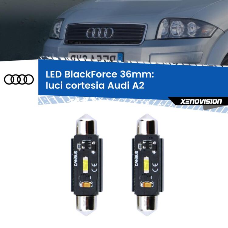 <strong>Luci Cortesia LED per Audi A2</strong>  anteriore. Coppia lampade <strong>C5W</strong> 36mm modello BlackForce canbus.