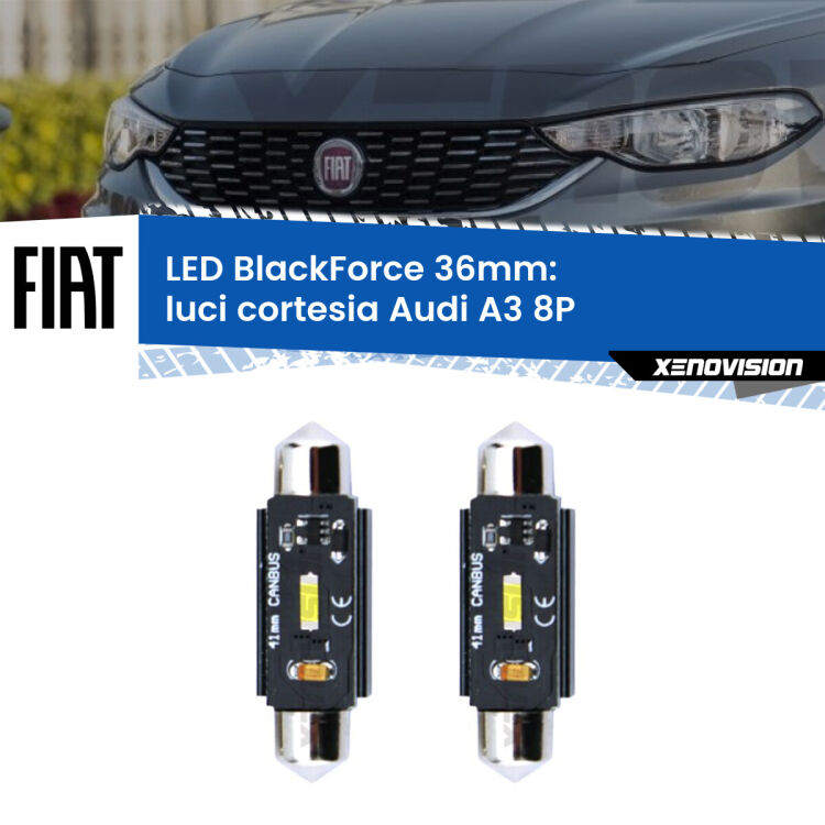 0 Luci Cortesia LED per Fiat Tipo 356 2015 in poi: C5W BlackForce 36mm (Coppia) <strong>Luci Cortesia LED per Fiat Tipo</strong> 356 2015 in poi. Coppia lampade <strong>C5W</strong> 36mm modello BlackForce canbus.