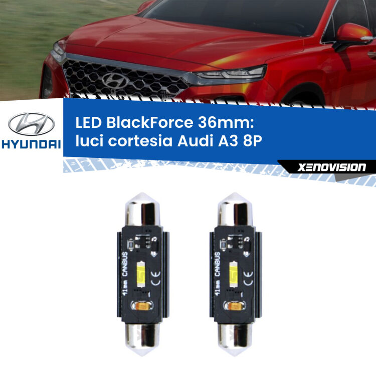 0 Luci Cortesia LED per Hyundai Santa FÉ I SM 2001 - 2012: C5W BlackForce 36mm (Coppia) <strong>Luci Cortesia LED per Hyundai Santa FÉ I</strong> SM 2001 - 2012. Coppia lampade <strong>C5W</strong> 36mm modello BlackForce canbus.