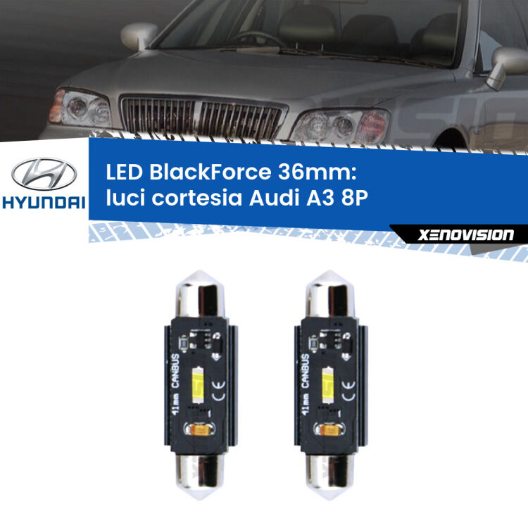 0 Luci Cortesia LED per Hyundai XG XG 1998 - 2005: C5W BlackForce 36mm (Coppia) <strong>Luci Cortesia LED per Hyundai XG</strong> XG 1998 - 2005. Coppia lampade <strong>C5W</strong> 36mm modello BlackForce canbus.