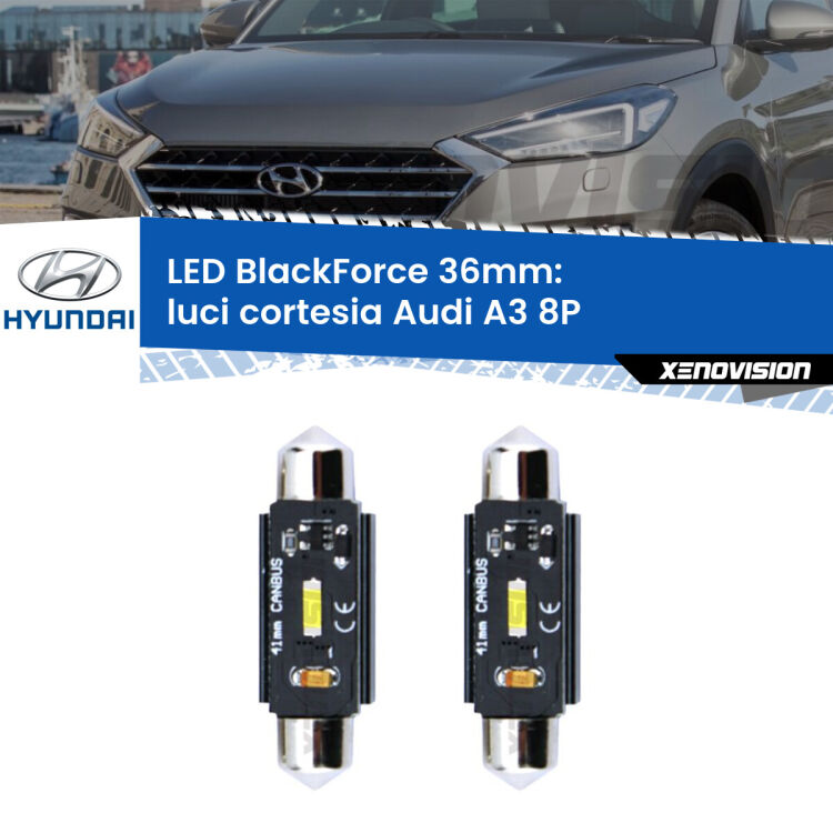 0 Luce Bagagliaio LED per Hyundai Tucson JM 2004 - 2010: C5W BlackForce 36mm (Coppia) <strong>Luce Bagagliaio LED per Hyundai Tucson</strong> JM 2004 - 2010. Coppia lampade <strong>C5W</strong> 36mm modello BlackForce canbus.
