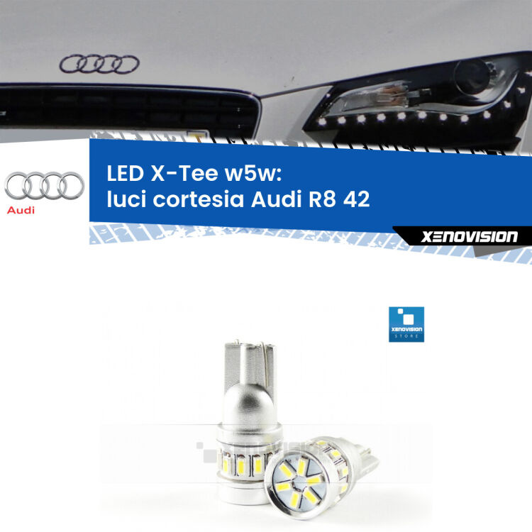 <strong>LED luci cortesia per Audi R8</strong> 42 2007 - 2015. Lampade <strong>W5W</strong> modello X-Tee Xenovision top di gamma.