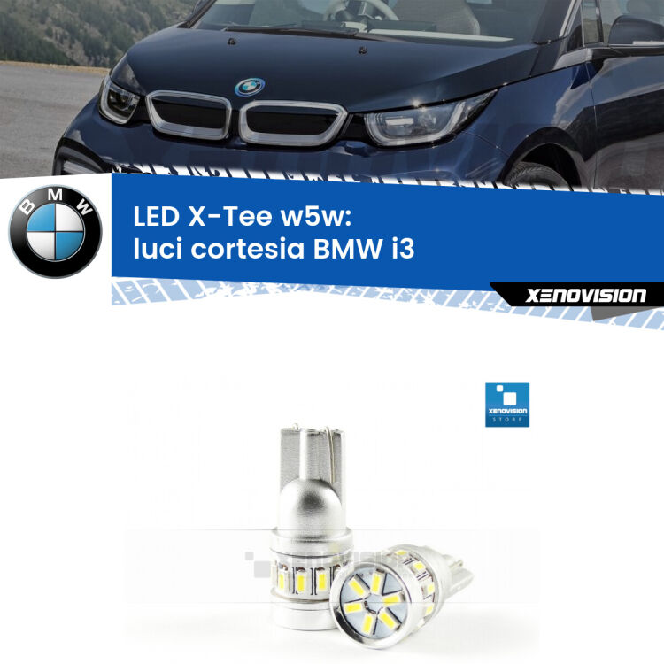 <strong>LED luci cortesia per BMW i3</strong>  2013 - 2023. Lampade <strong>W5W</strong> modello X-Tee Xenovision top di gamma.