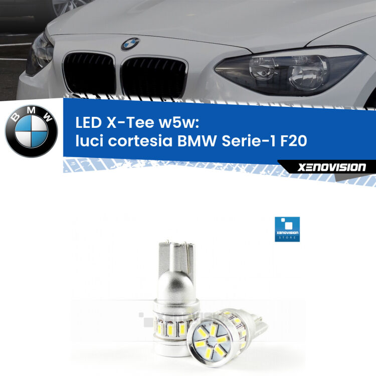 <strong>LED luci cortesia per BMW Serie-1</strong> F20 2010 - 2019. Lampade <strong>W5W</strong> modello X-Tee Xenovision top di gamma.