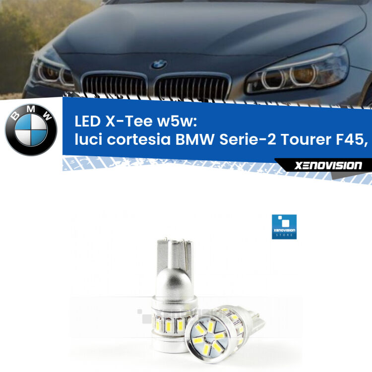 <strong>LED luci cortesia per BMW Serie-2 Tourer</strong> F45, F46 2014 - 2018. Lampade <strong>W5W</strong> modello X-Tee Xenovision top di gamma.