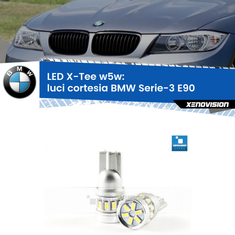 <strong>LED luci cortesia per BMW Serie-3</strong> E90 2005 - 2011. Lampade <strong>W5W</strong> modello X-Tee Xenovision top di gamma.
