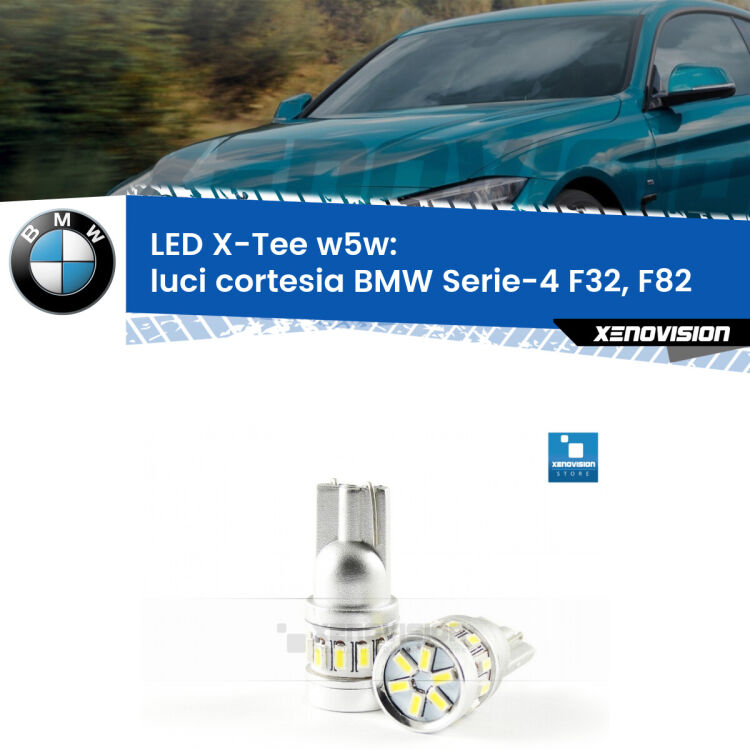 <strong>LED luci cortesia per BMW Serie-4</strong> F32, F82 posteriori. Lampade <strong>W5W</strong> modello X-Tee Xenovision top di gamma.