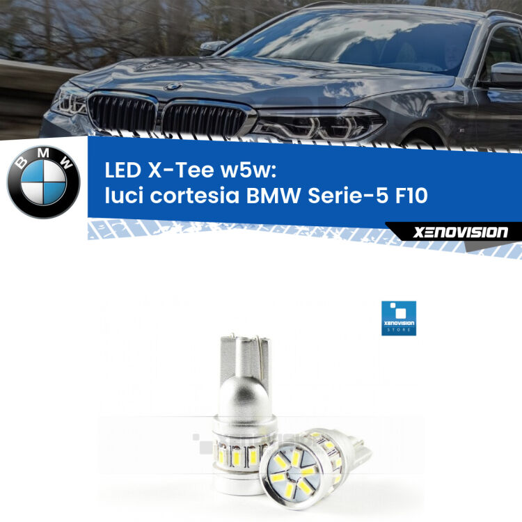 <strong>LED luci cortesia per BMW Serie-5</strong> F10 2010 - 2016. Lampade <strong>W5W</strong> modello X-Tee Xenovision top di gamma.