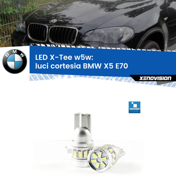 <strong>LED luci cortesia per BMW X5</strong> E70 2006 - 2013. Lampade <strong>W5W</strong> modello X-Tee Xenovision top di gamma.