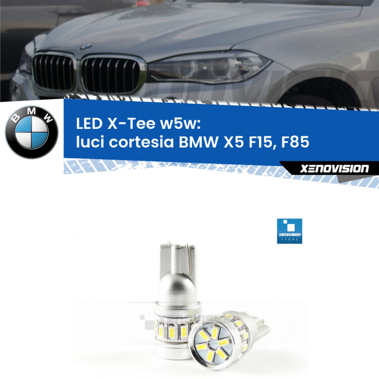 <strong>LED luci cortesia per BMW X5</strong> F15, F85 2014 - 2018. Lampade <strong>W5W</strong> modello X-Tee Xenovision top di gamma.