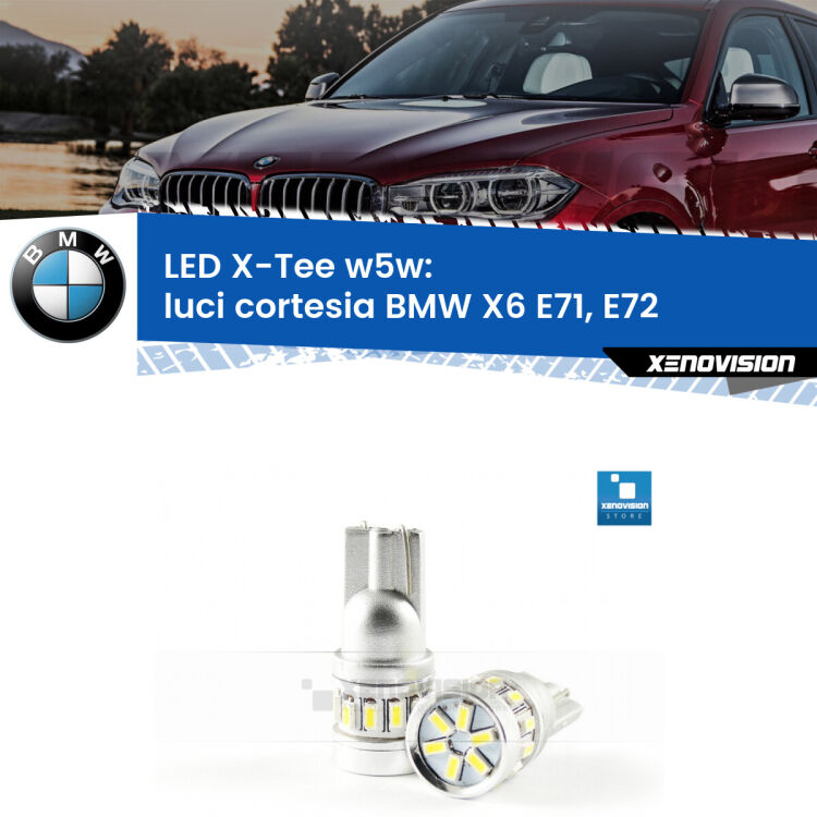<strong>LED luci cortesia per BMW X6</strong> E71, E72 2008 - 2014. Lampade <strong>W5W</strong> modello X-Tee Xenovision top di gamma.