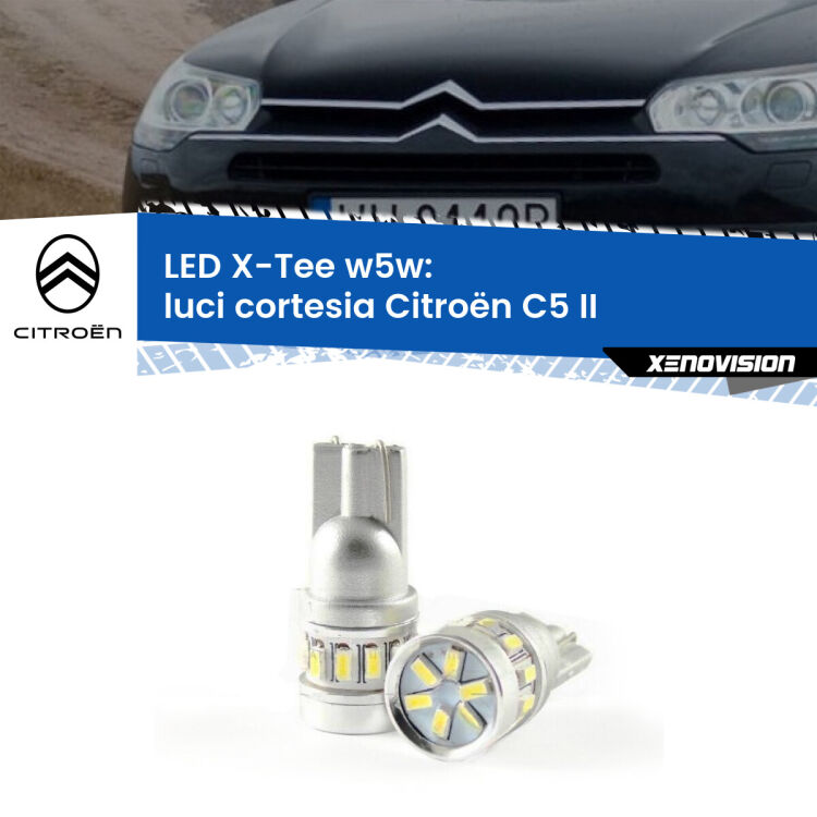 0 Luci Cortesia LED per Citroën C5 II 2008 - 2014: W5W X-Tee <strong>LED luci cortesia per Citroën C5</strong> II 2008 - 2014. Lampade <strong>W5W</strong> modello X-Tee Xenovision top di gamma.