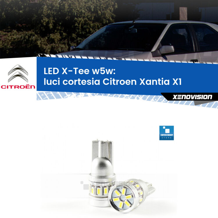 <strong>LED luci cortesia per Citroen Xantia</strong> X1 1993 - 2003. Lampade <strong>W5W</strong> modello X-Tee Xenovision top di gamma.