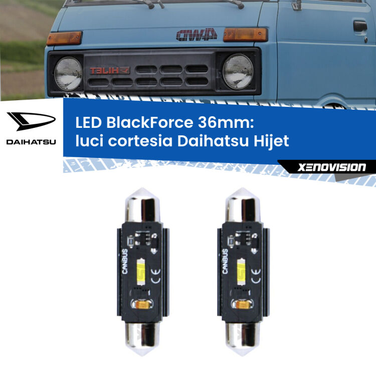 0 Luci Cortesia LED per Daihatsu Hijet 1992 - 2005: C5W BlackForce 36mm (Coppia) <strong>Luci Cortesia LED per Daihatsu Hijet</strong> 1992 - 2005. Coppia lampade <strong>C5W</strong> 36mm modello BlackForce canbus.