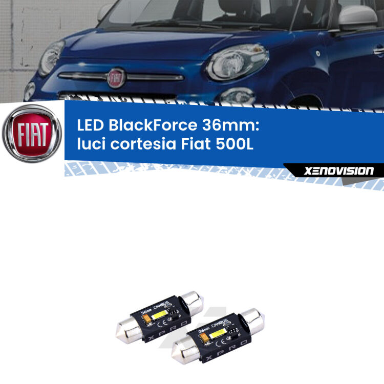 <strong>LED luci cortesia 36mm per Fiat 500L</strong>  2012 - 2018. Coppia lampadine <strong>C5W</strong>modello BlackForce Xenovision.