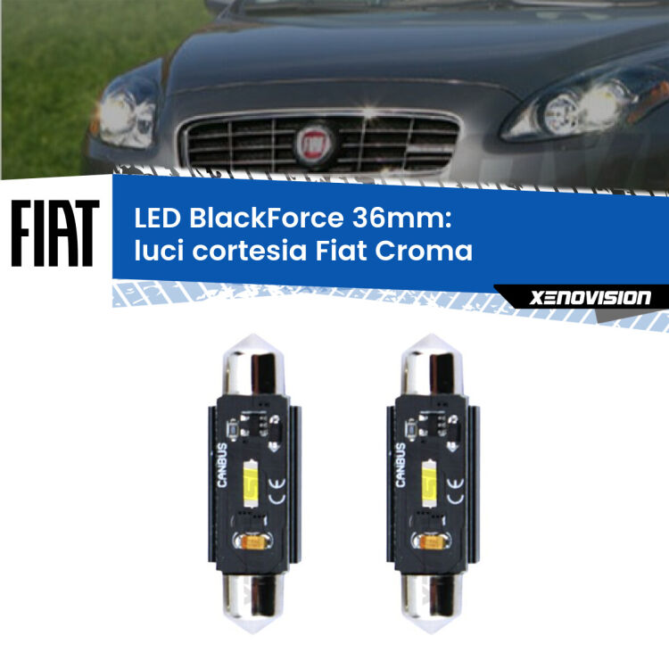 0 Luci Cortesia LED per Fiat Croma posteriori: C5W BlackForce 36mm (Coppia) <strong>Luci Cortesia LED per Fiat Croma</strong> posteriori. Coppia lampade <strong>C5W</strong> 36mm modello BlackForce canbus.