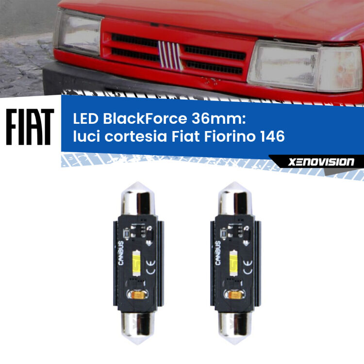 Luci Cortesia LED per Fiat Fiorino 146 1988 - 2001: C5W BlackForce 36mm (Coppia) <strong>Luci Cortesia LED per Fiat Fiorino</strong> 146 1988 - 2001. Coppia lampade <strong>C5W</strong> 36mm modello BlackForce canbus.